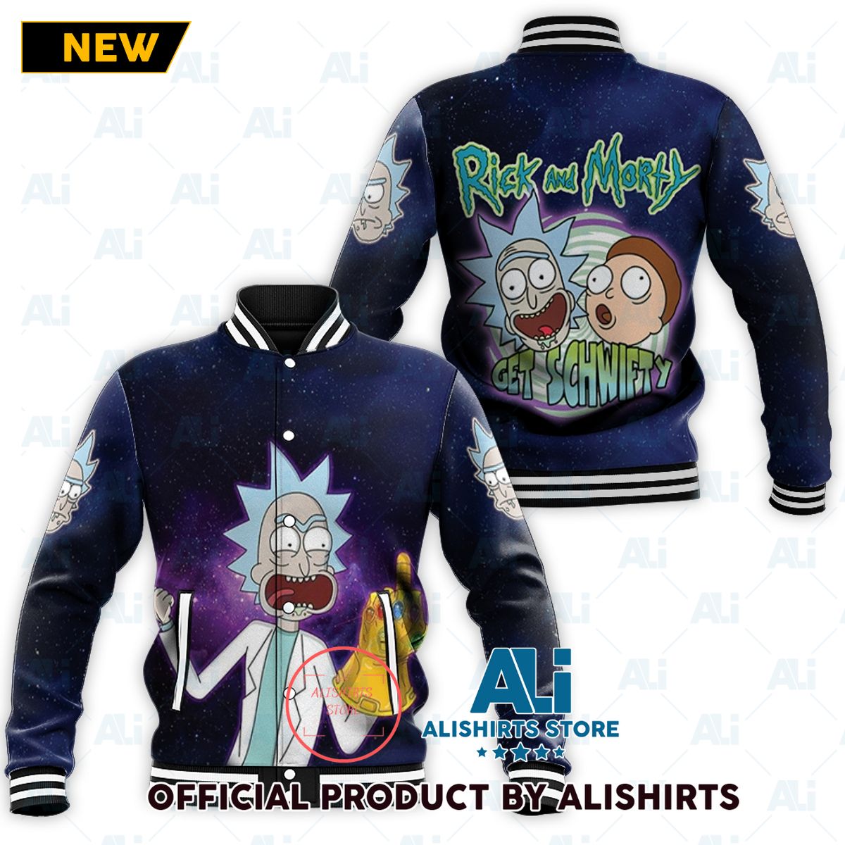 Rick And Morty Get Schwifty Thanos Glove varsity jacket