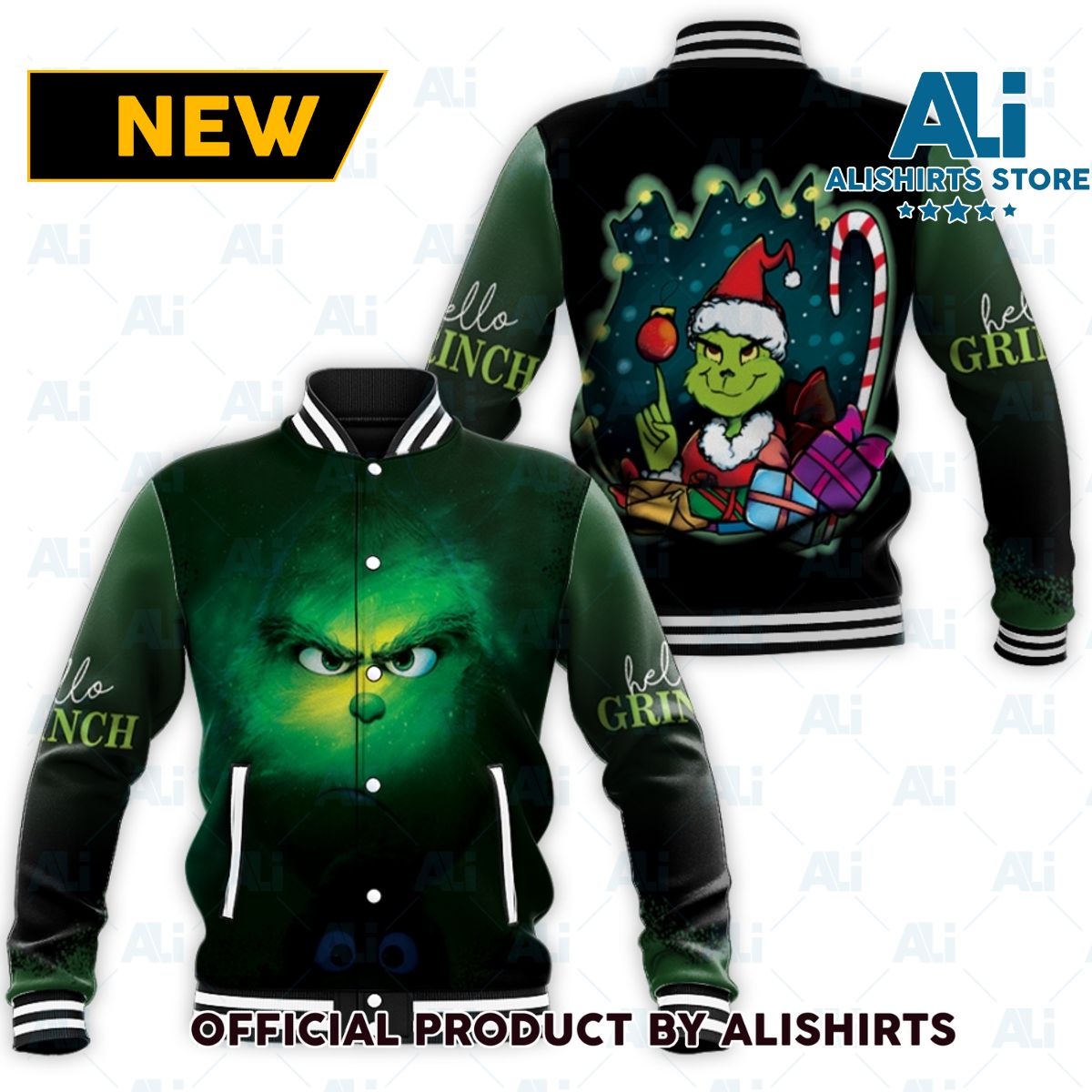 Grinch Christmas as Baby Grinch Night varsity jacket