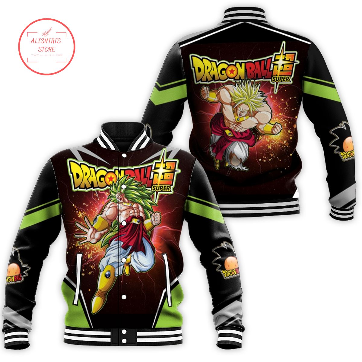Super Broly Legendary Super Saiyan Dragon Balls varsity jacket