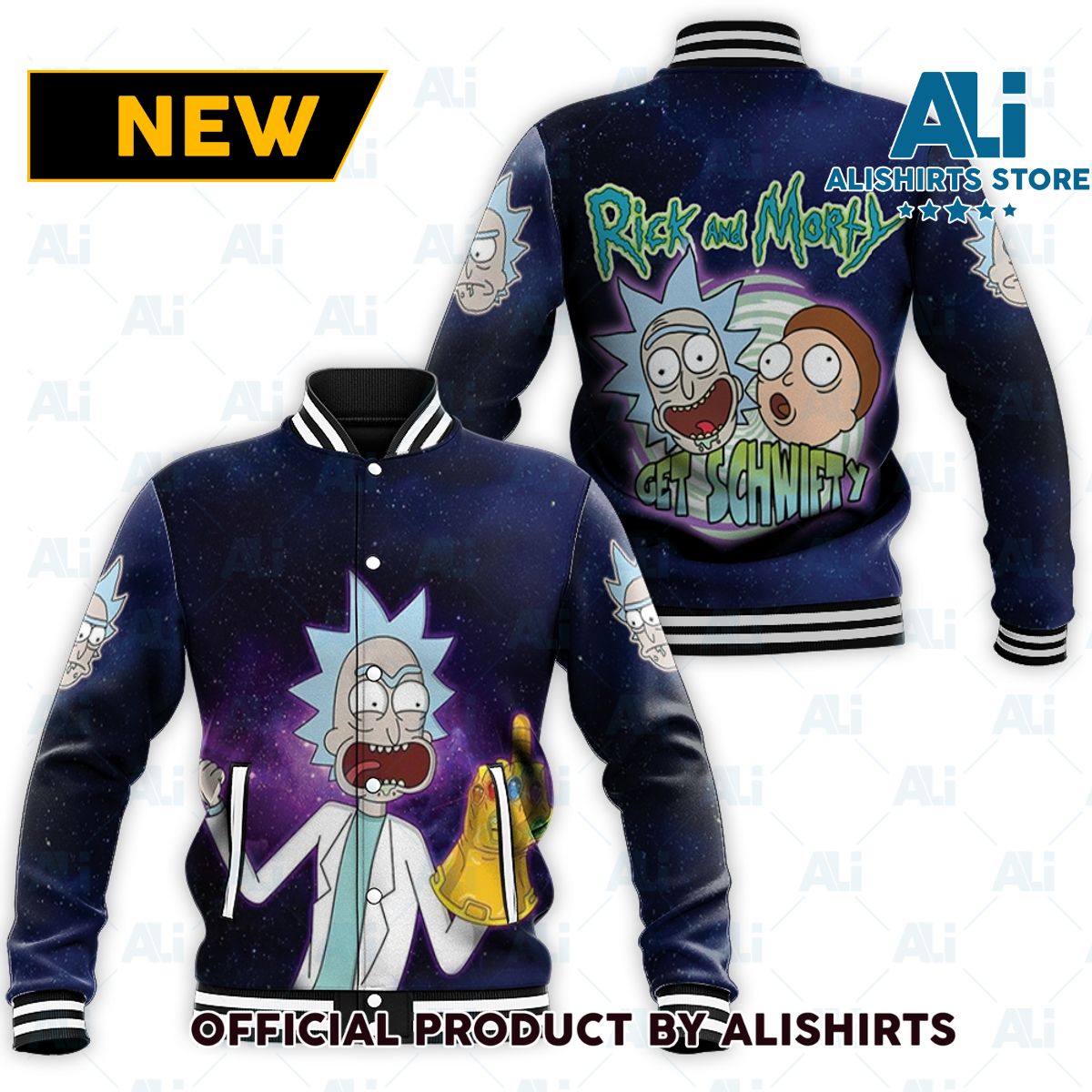 Rick And Morty Get Schwifty Thanos Glove varsity jacket