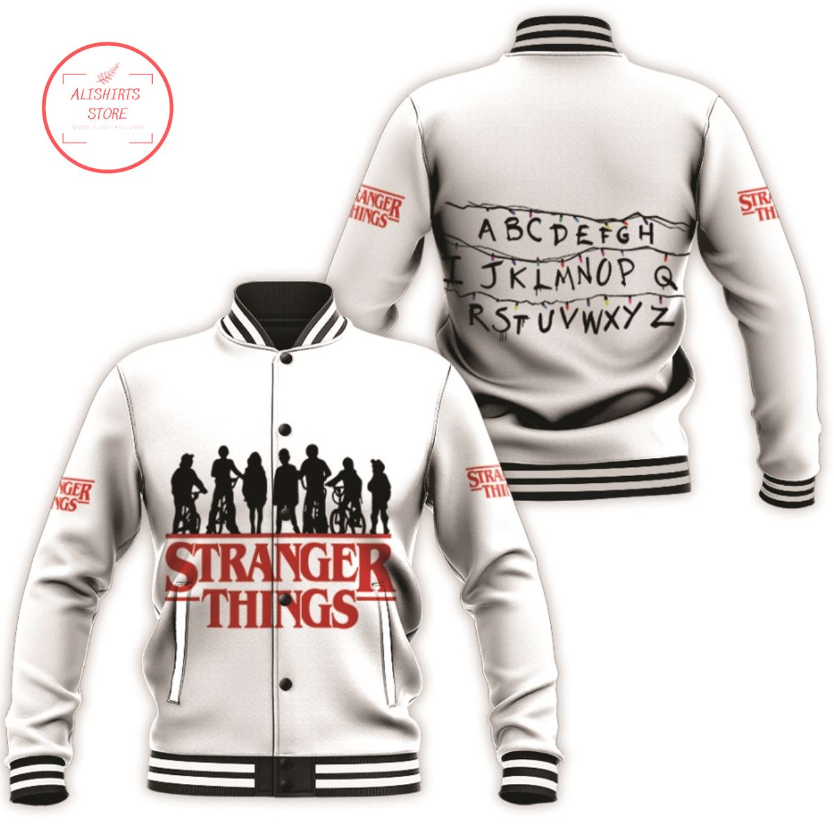 Stranger Things Alphabet Lights Science Fictions Movies varsity jacket