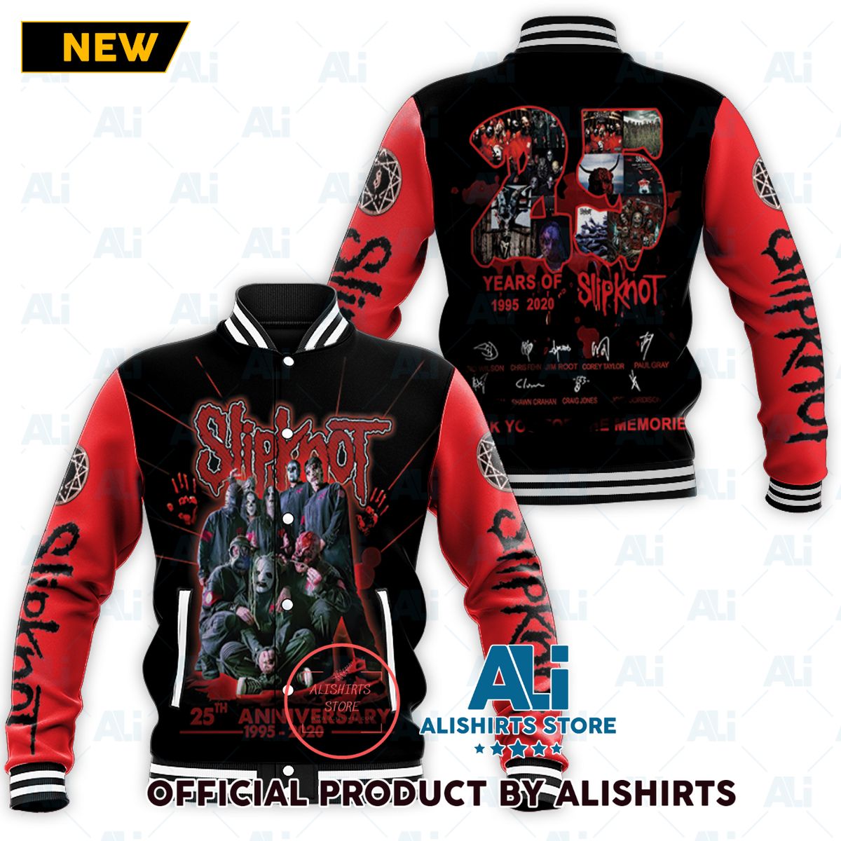 Slipknot 25th Anniversary All Members Signatures Legend varsity jacket