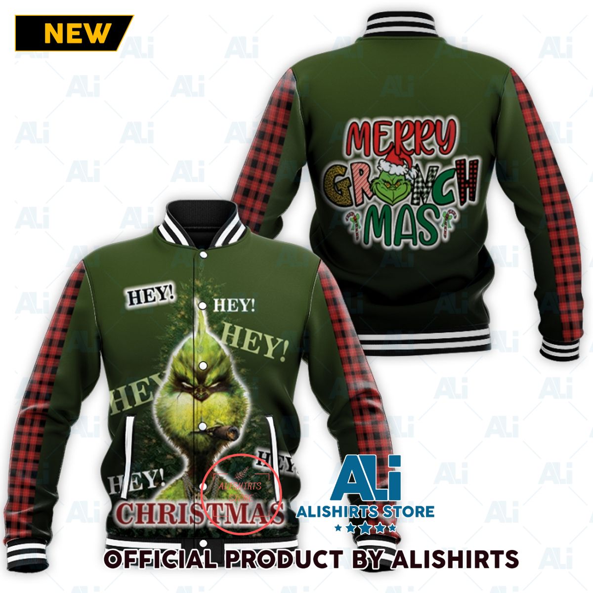 Hey Hey Merry Grinchmas Grinch Christmas varsity jacket