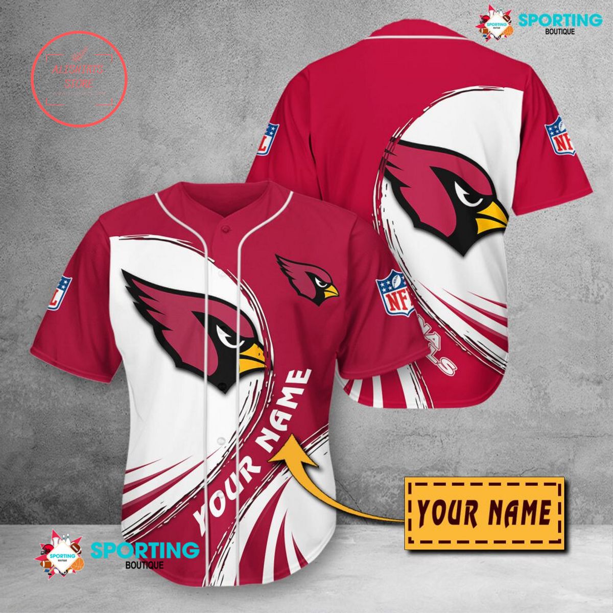 Arizona Cardinals NFL Personalized Baseball Jersey