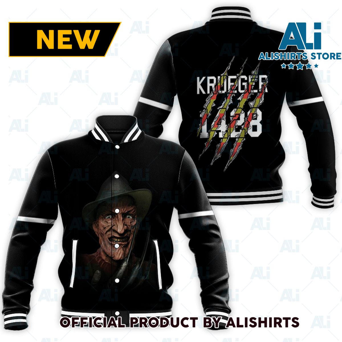 Freddy Krueger 1428 Monster Killer Halloween varsity jacket