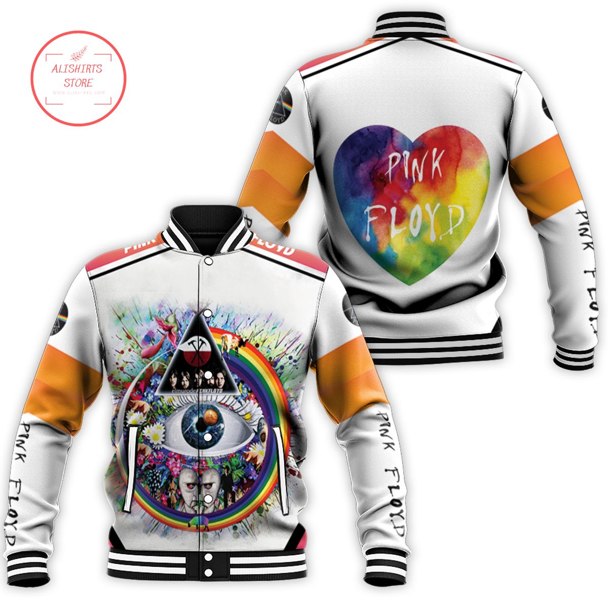 Pink Floyd Rainbow Triangle Glass Eye varsity jacket