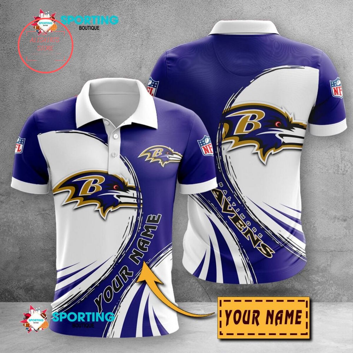 Baltimore Ravens Custom Name Polo Shirt