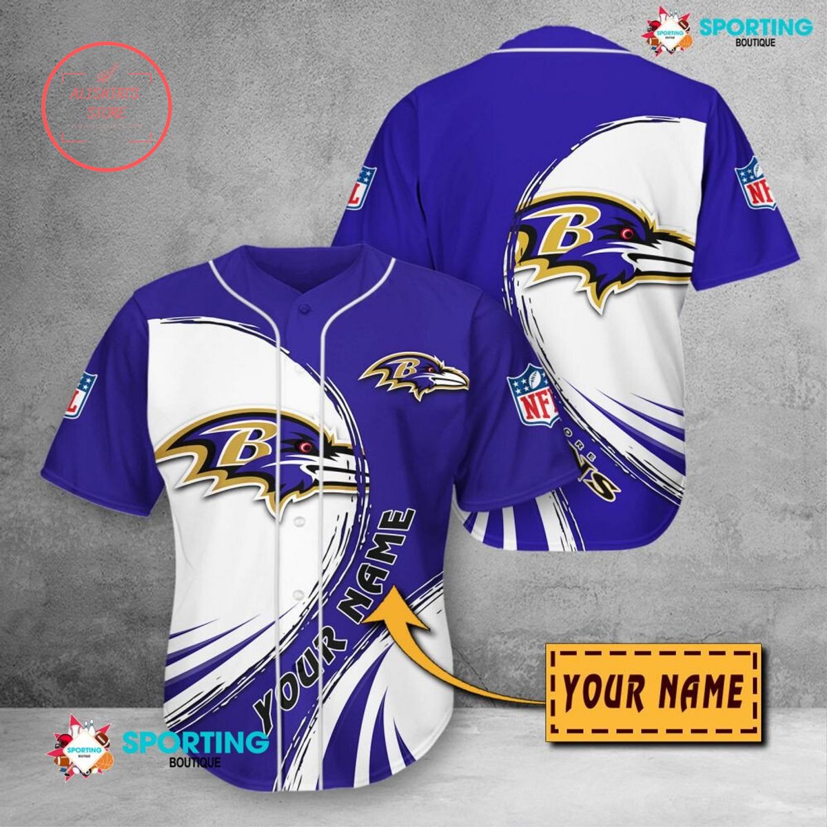 Baltimore Ravens NFL Personalized Baseball Jersey