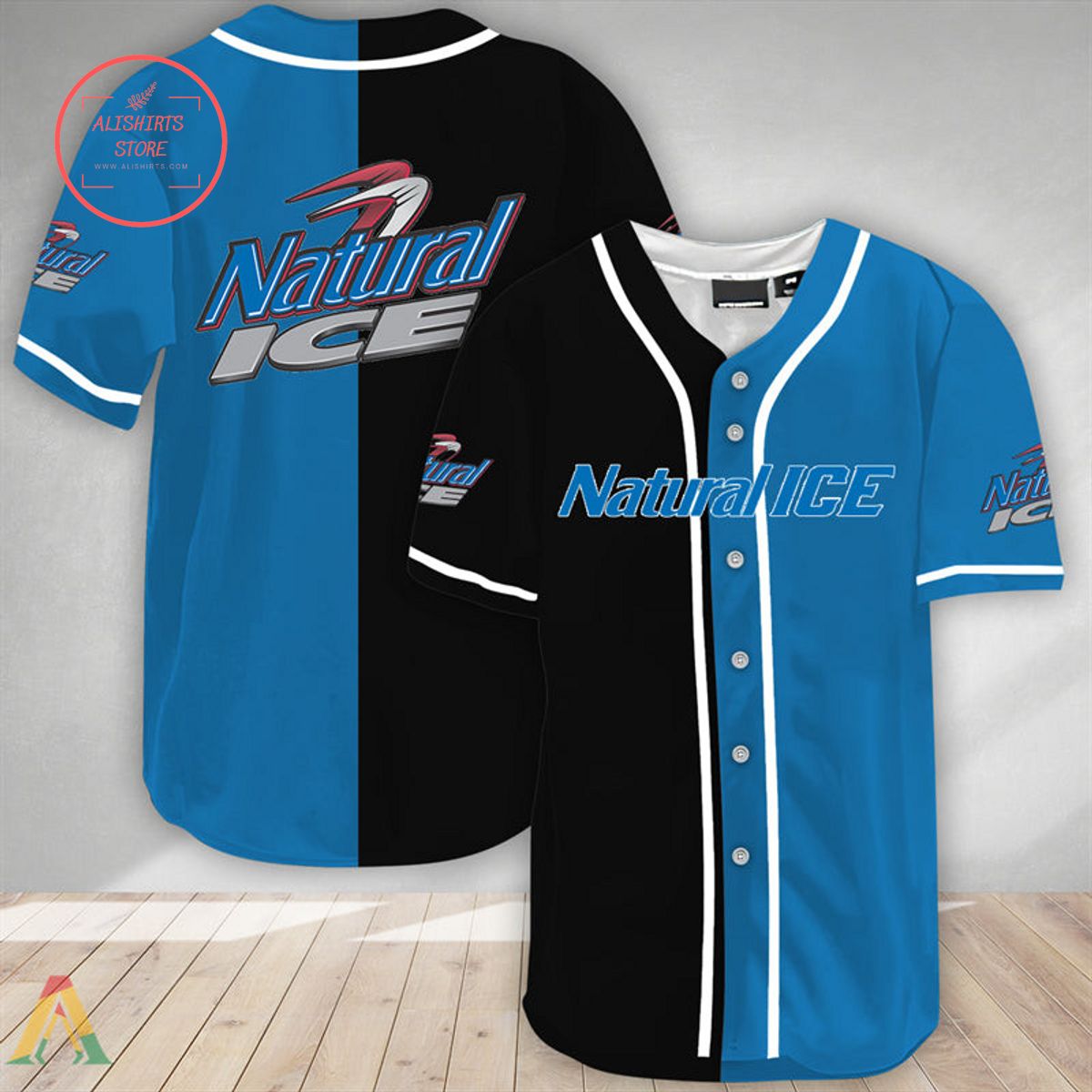 Black And Blue Split Natural Ice Baseball Jersey