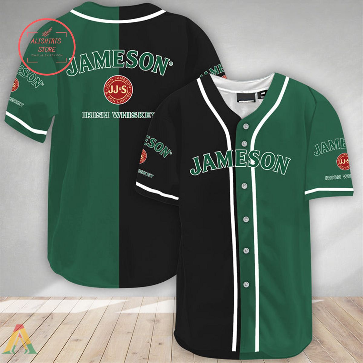 Black And Green Split Jameson Whisky Baseball Jersey