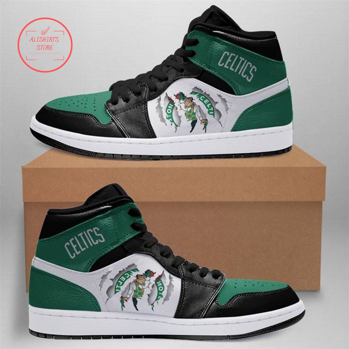 Boston Celtics NBA Air Jordan 1 High Top Sneakers