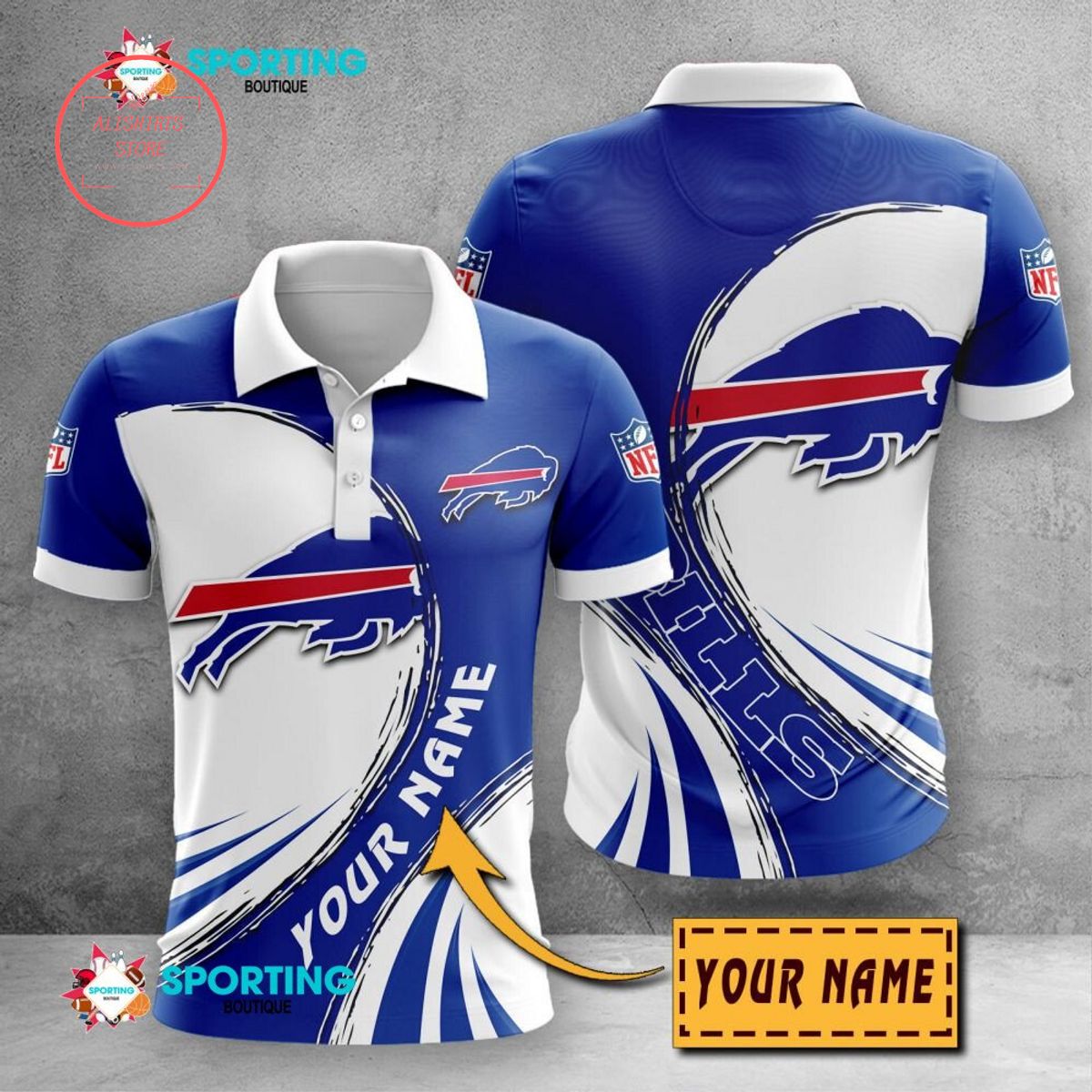 Buffalo Bills Custom Name Polo Shirt