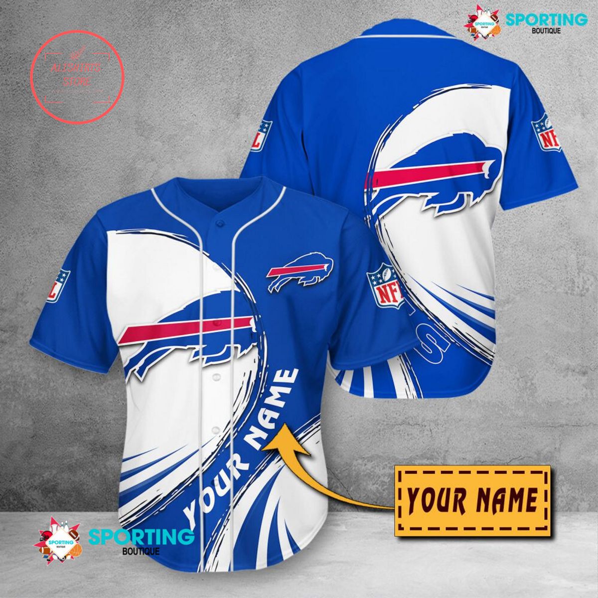 Buffalo Bills NFL Personalized Baseball Jersey