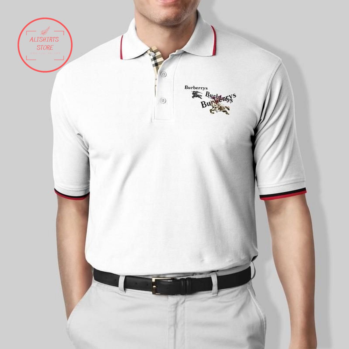 Burberrys Logo White Polo Shirt