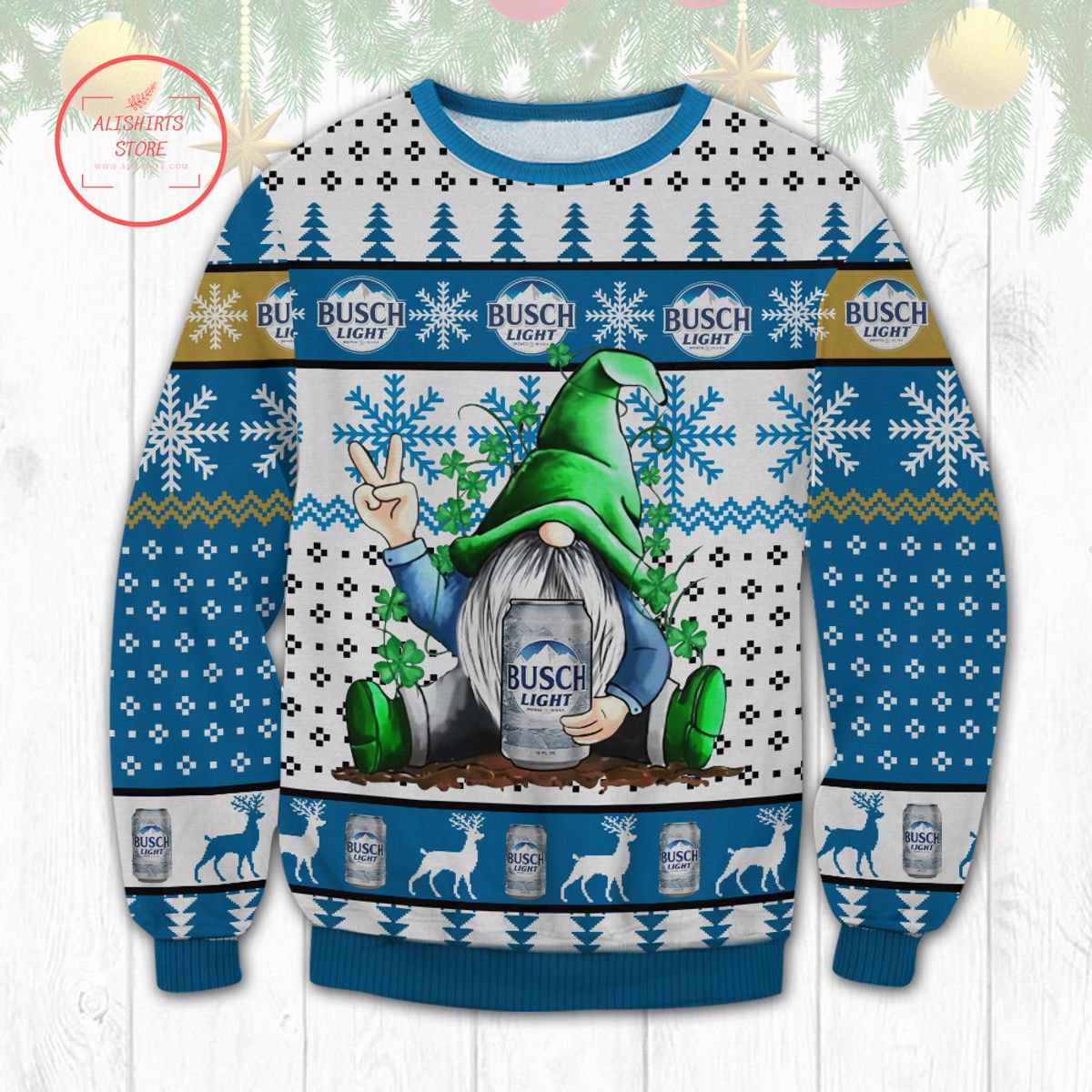 Busch Light Gnome Ugly Christmas Sweater