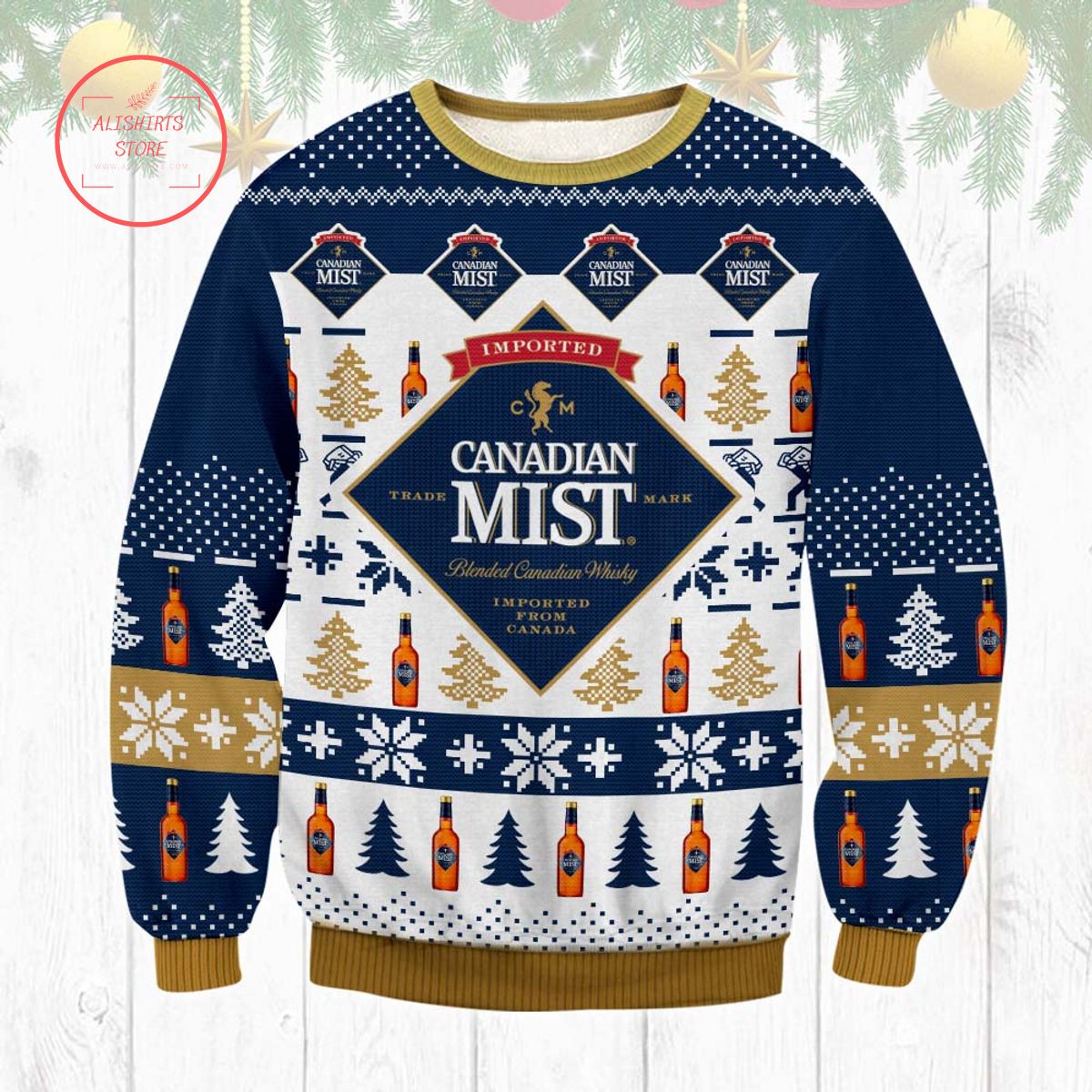 Canadian Mist blended whisky Ugly Christmas Sweater