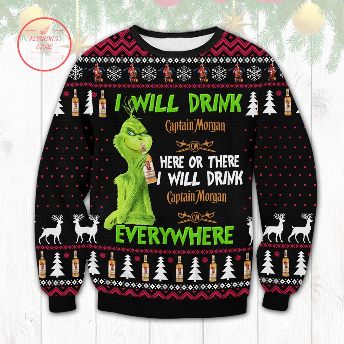 Captain Morgan Grinch Ugly Christmas Sweater