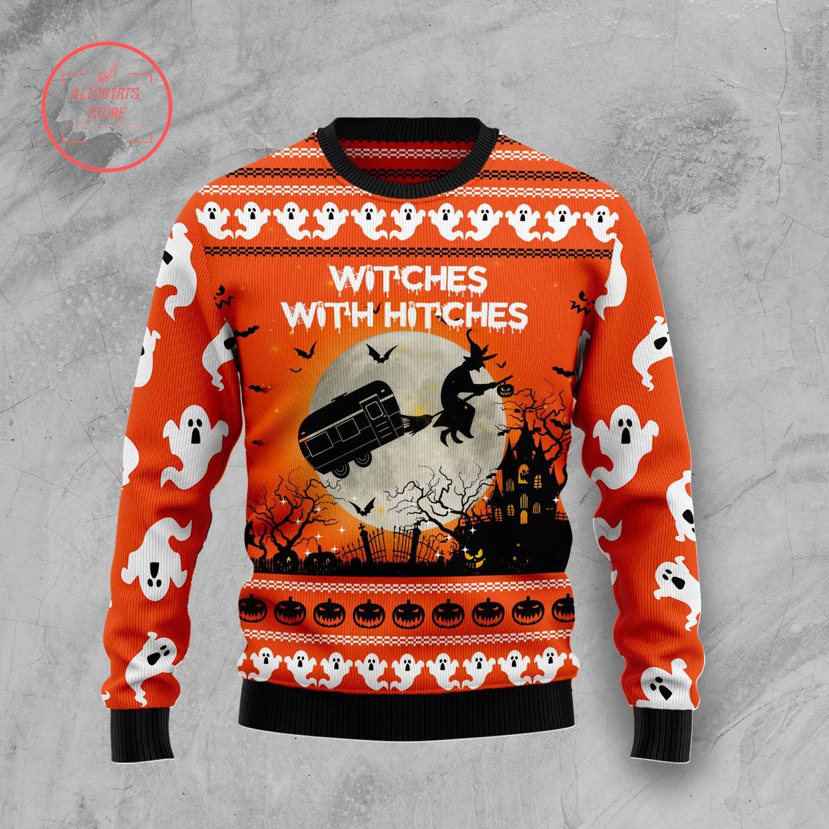 Caravan Witch Halloween Ugly Christmas Sweater