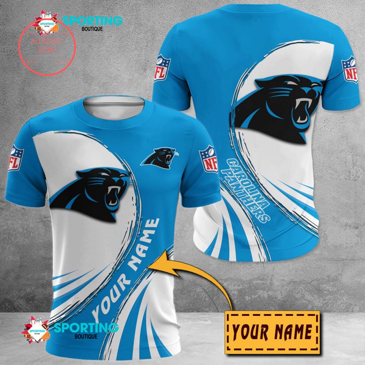 Carolina Panthers Custom Name Polo Shirt