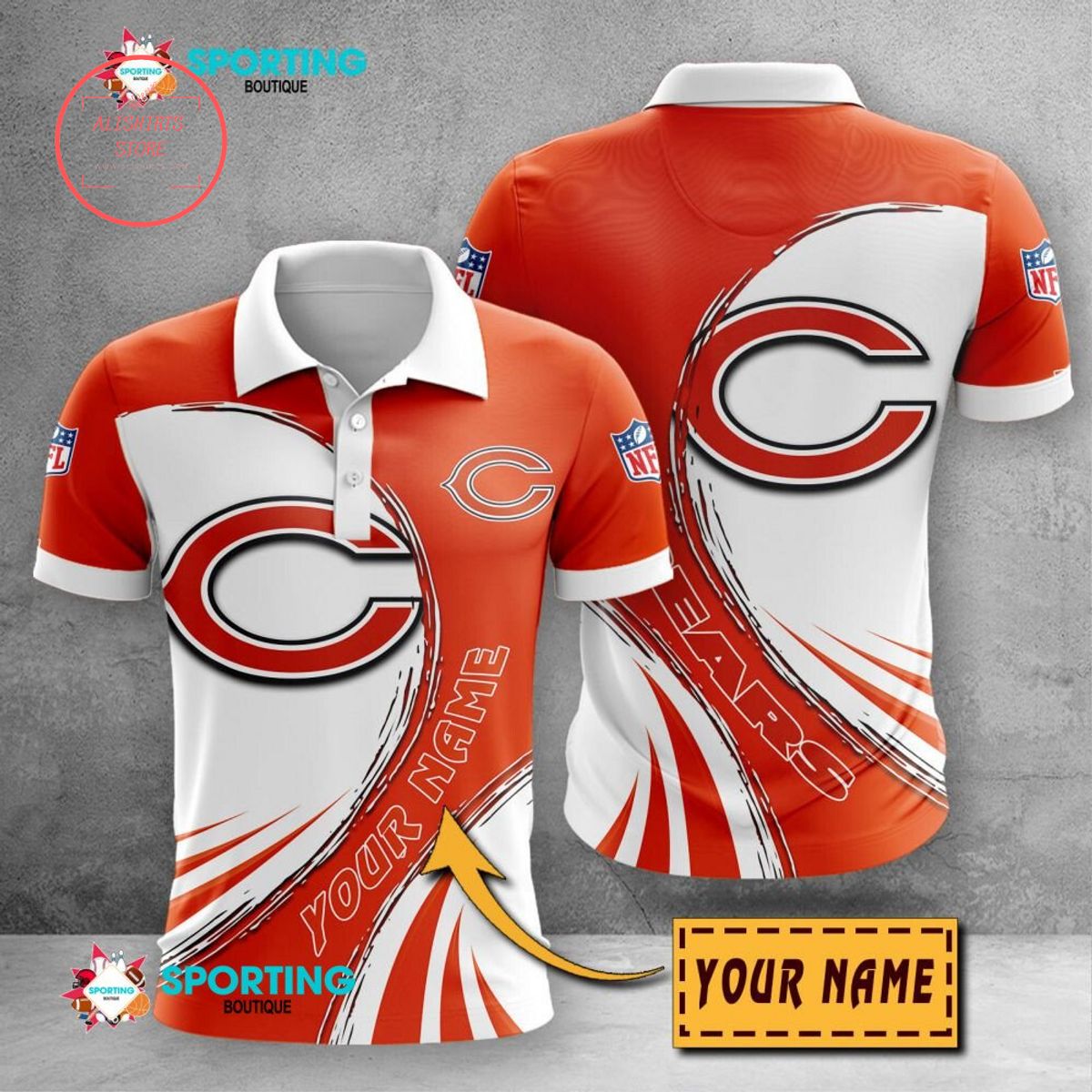 Chicago Bears Custom Name Polo Shirt