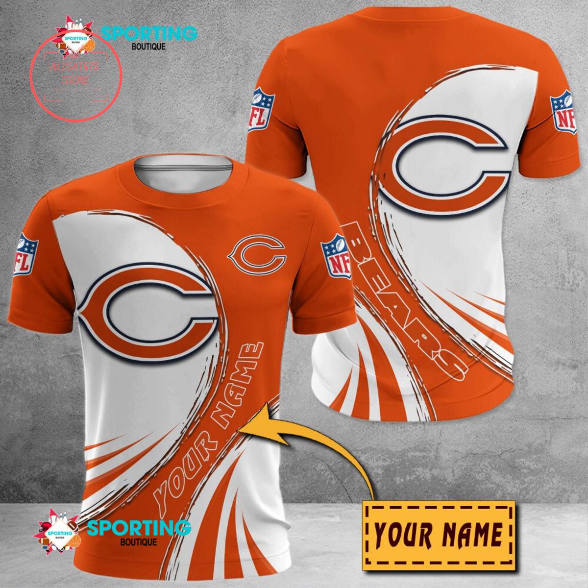 Chicago Bears Custom Name Polo Shirt