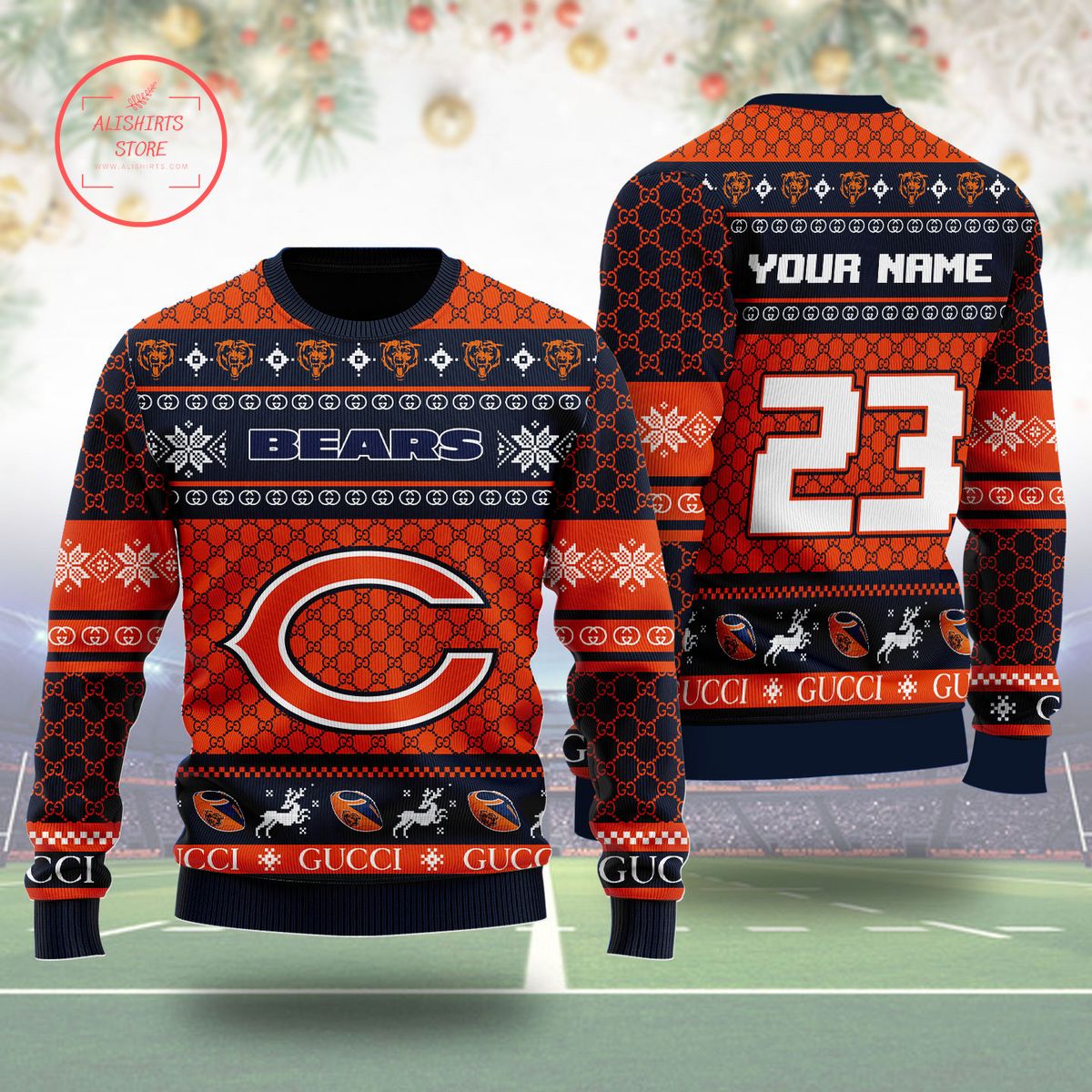 Chicago Bears Gucci Ugly Christmas Sweater