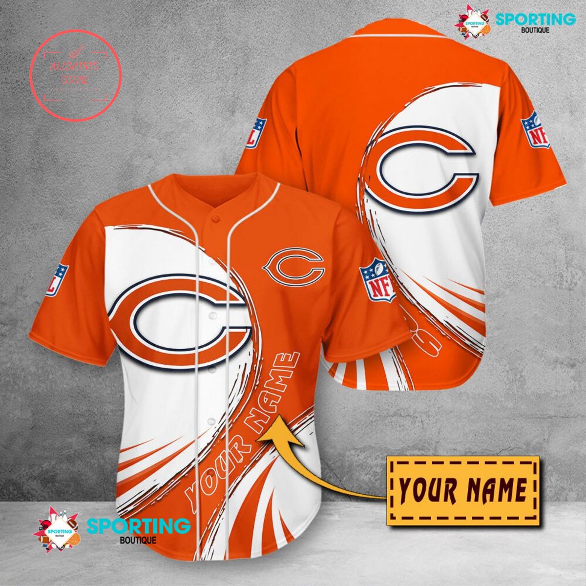 Chicago Bears NFL Personalized Baseball Jersey