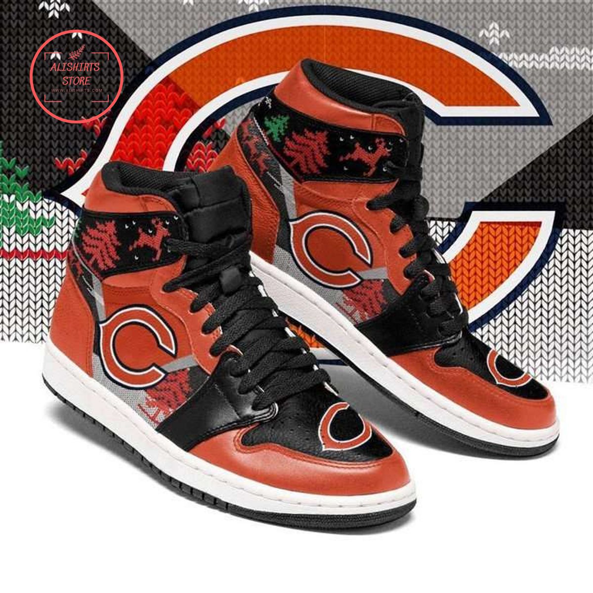 Christmas Chicago Bears NFL Air Jordan 1 High Top Sneakers