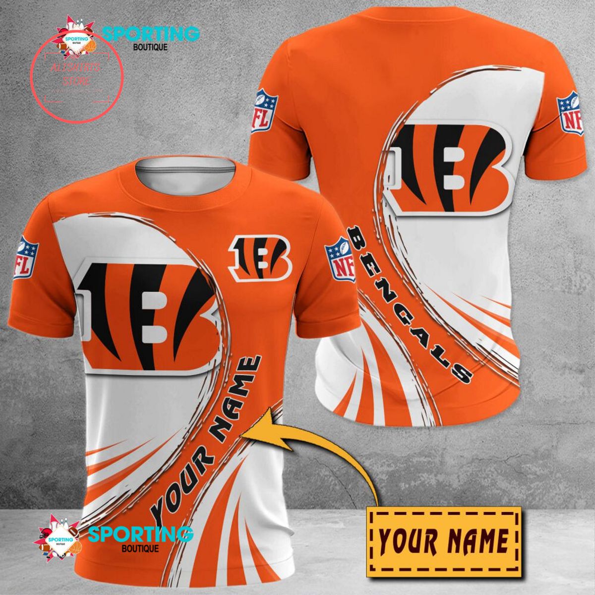 Cincinnati Bengals Custom Name Polo Shirt