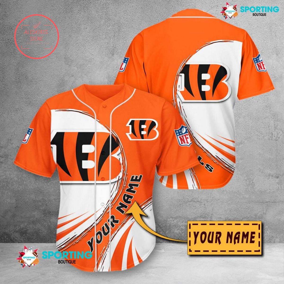 Cincinnati Bengals NFL Personalized Baseball Jersey