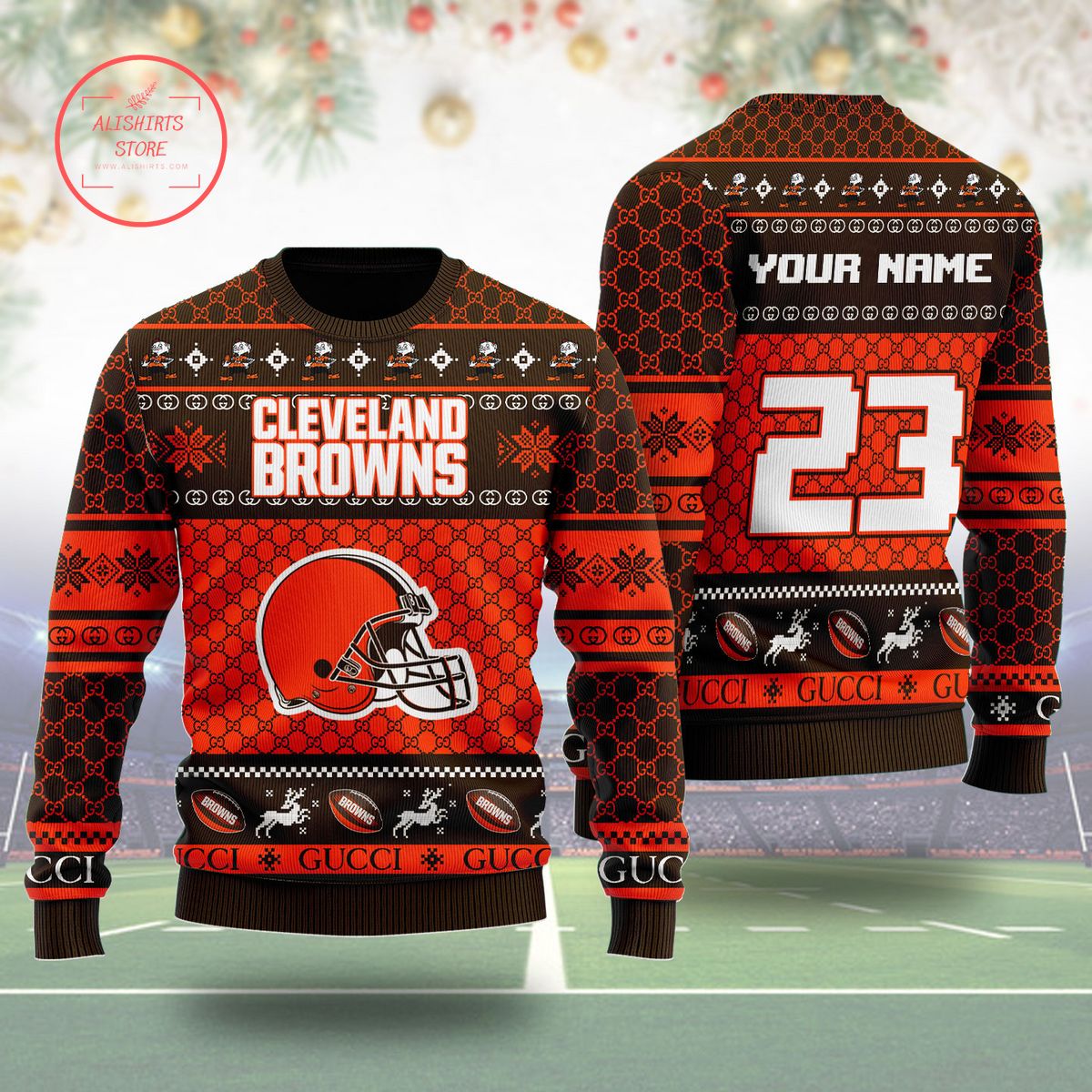 Cleveland Browns Gucci Ugly Christmas Sweater