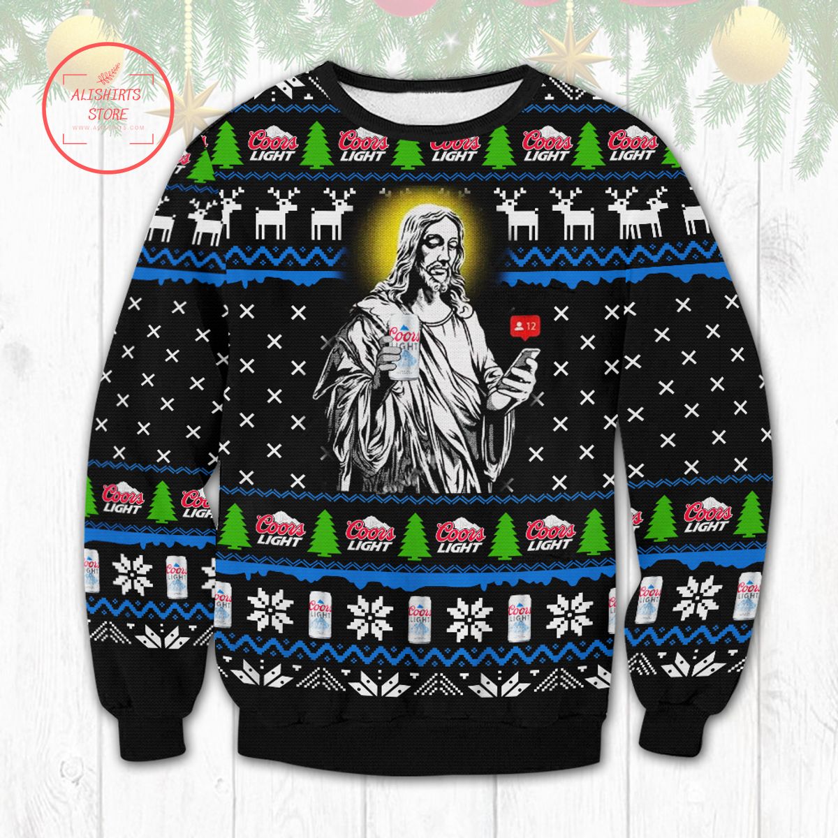 Coors Light Jesus Ugly Christmas Sweater