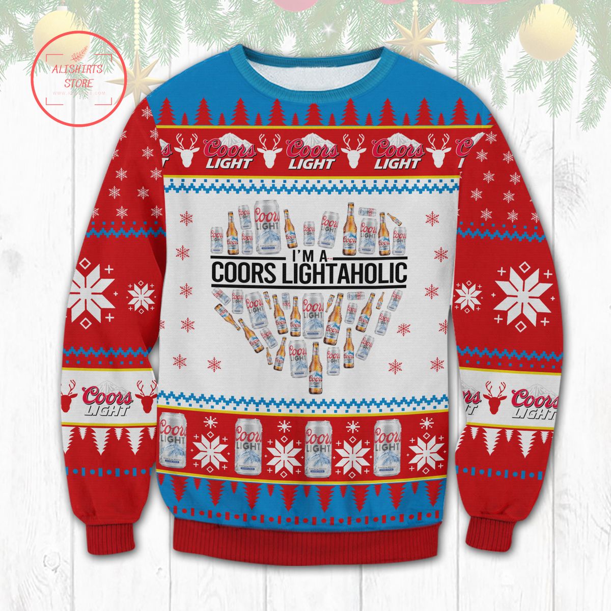 Coors Light lightaholic Ugly Christmas Sweater