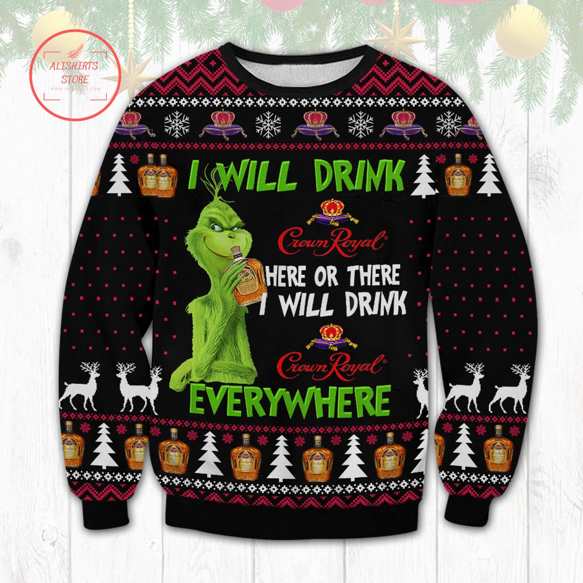 Crown Royal Grinch Ugly Sweater