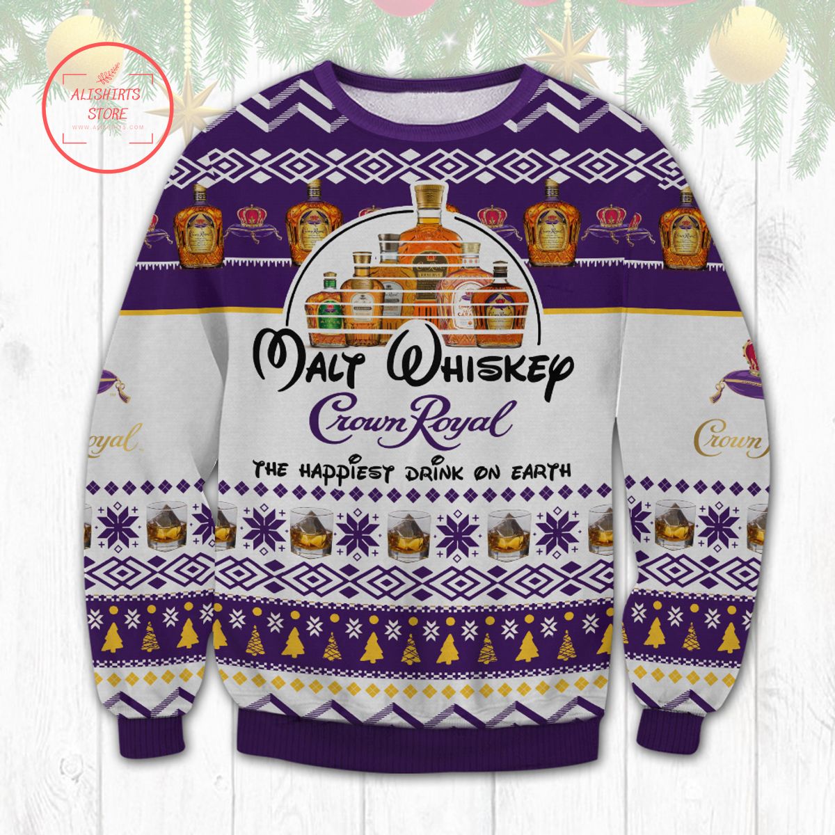Crown Royal Walt Whiskey Ugly Christmas Sweater