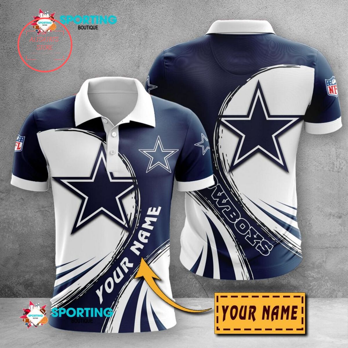 Dallas Cowboys Custom Name Polo Shirt