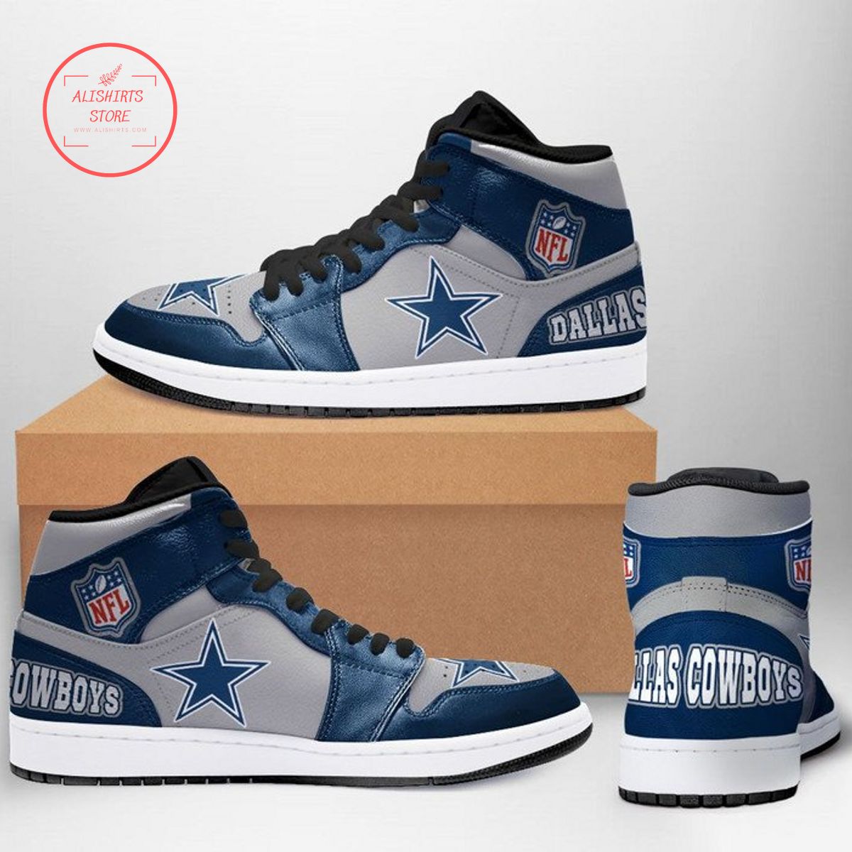 Dallas Cowboys NFL Air Jordan 1 High Top Sneakers