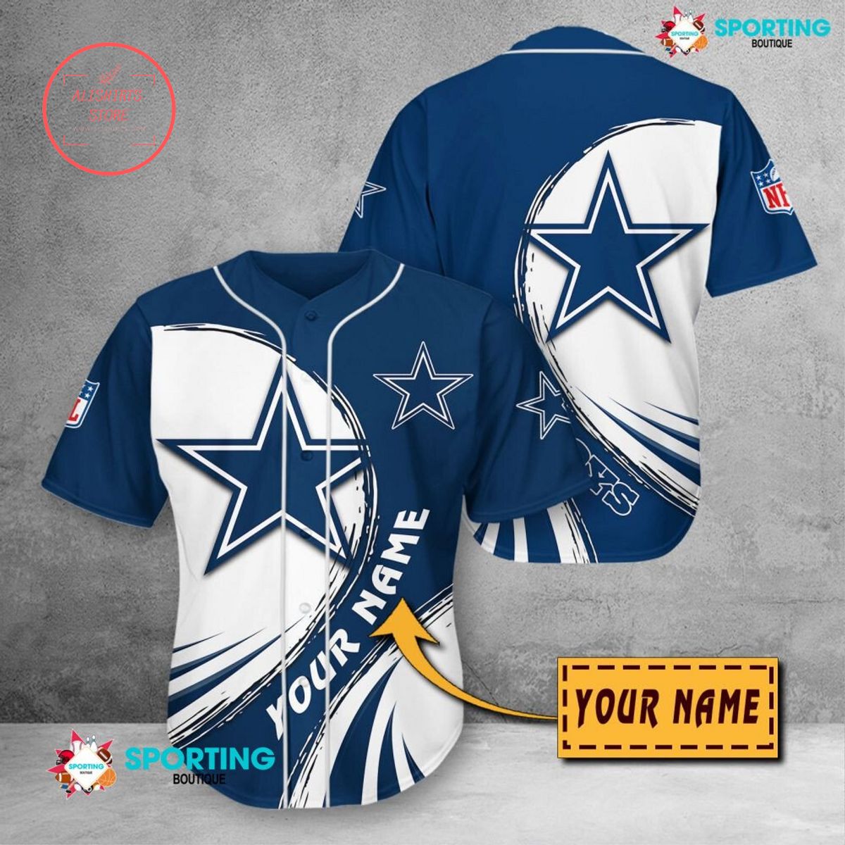 Dallas Cowboys NFL Personalized Baseball Jersey