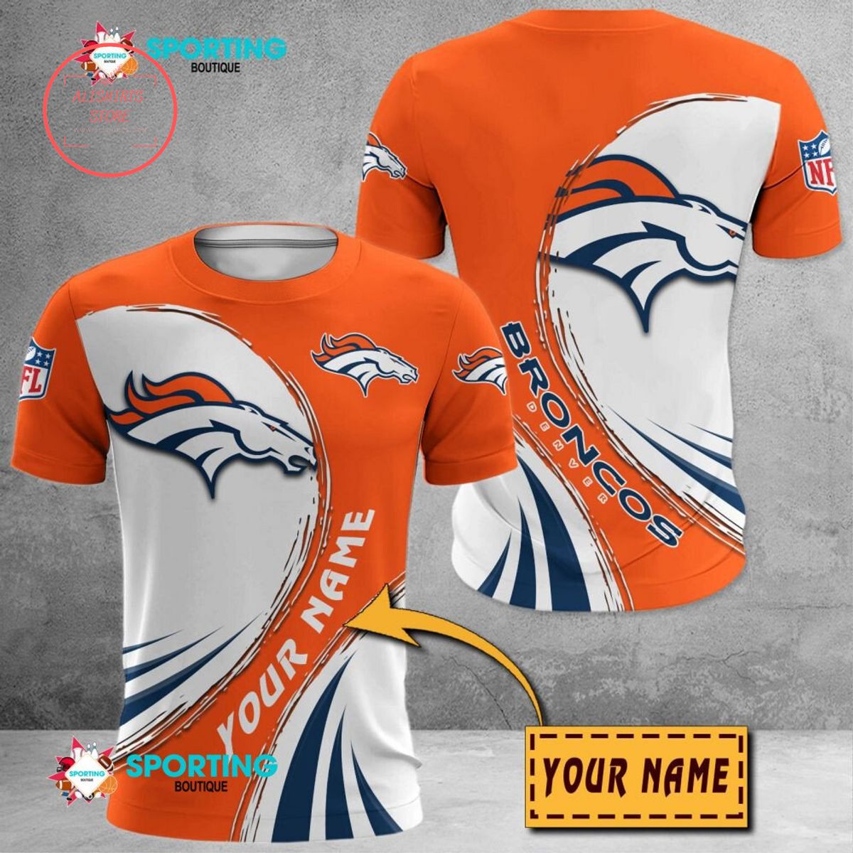 Denver Broncos Custom Name Polo Shirt