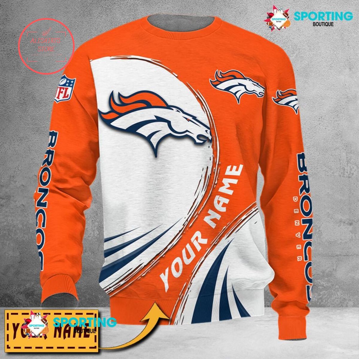 Denver Broncos Custom name sweater