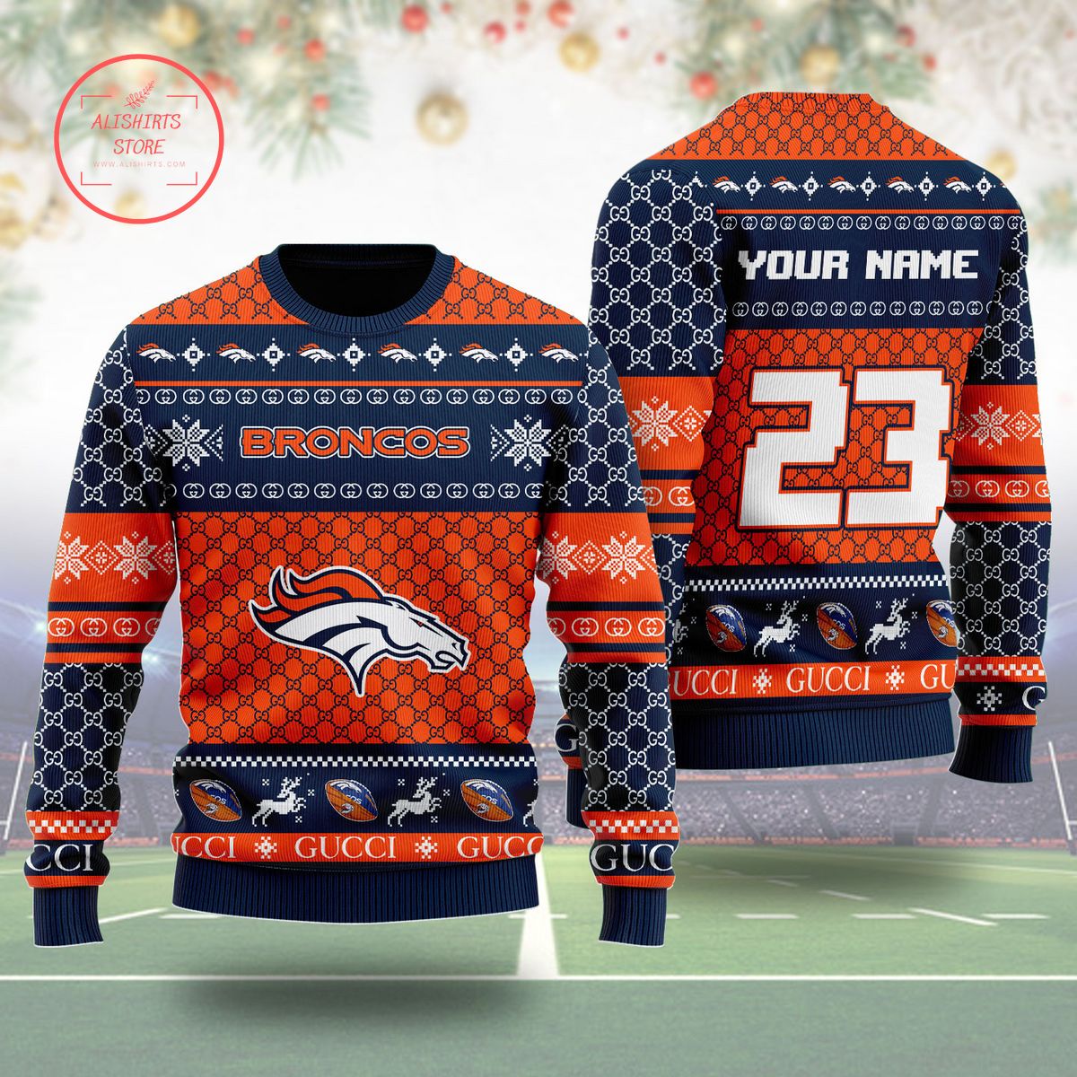 Denver Broncos Gucci Ugly Christmas Sweater