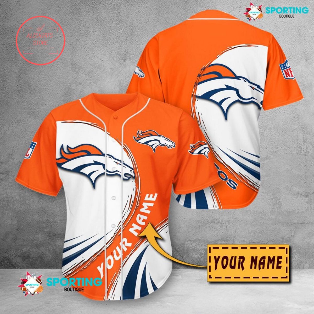 Denver Broncos NFL Personalized Baseball Jersey