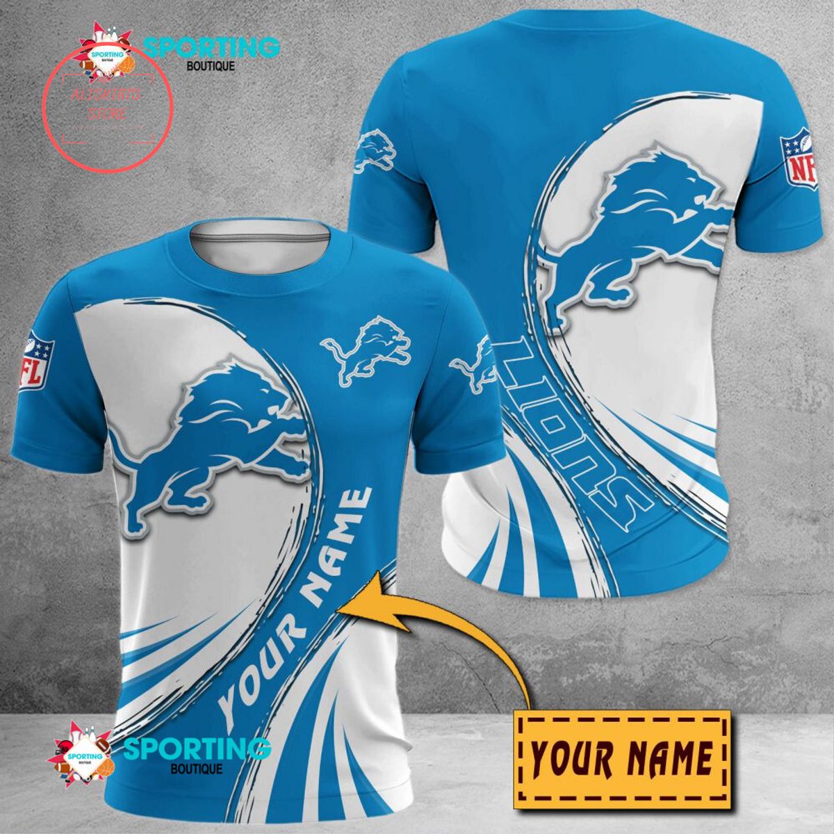 Detroit Lions Custom Name Polo Shirt