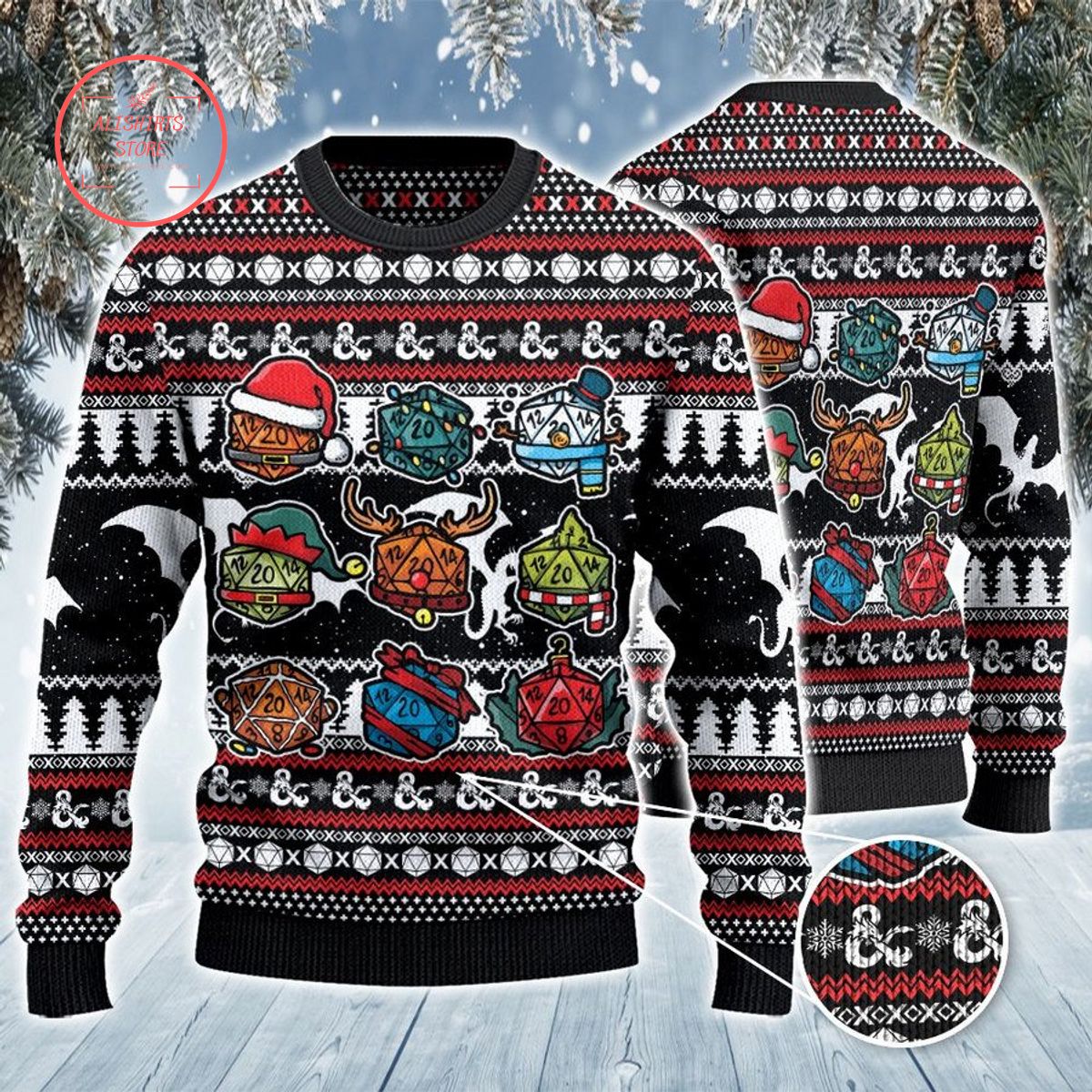 Dnd Christmas Dices Ugly Christmas Sweater