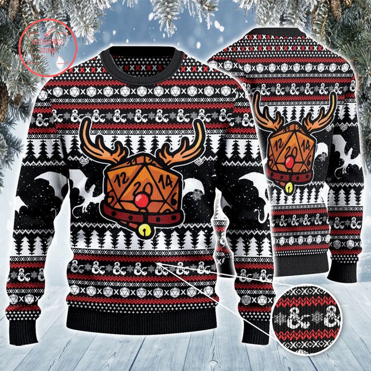Dnd Rudolf Dice Ugly Christmas Sweater