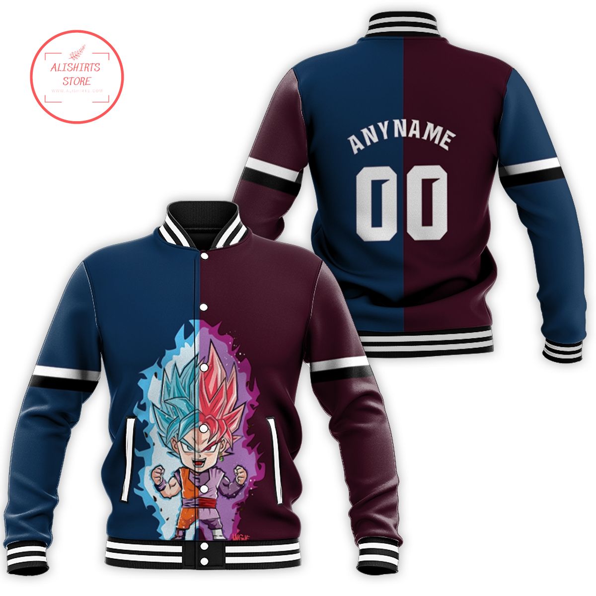 Dragon Balls Super Saiyan Blue Rose Black Custom varsity jacket