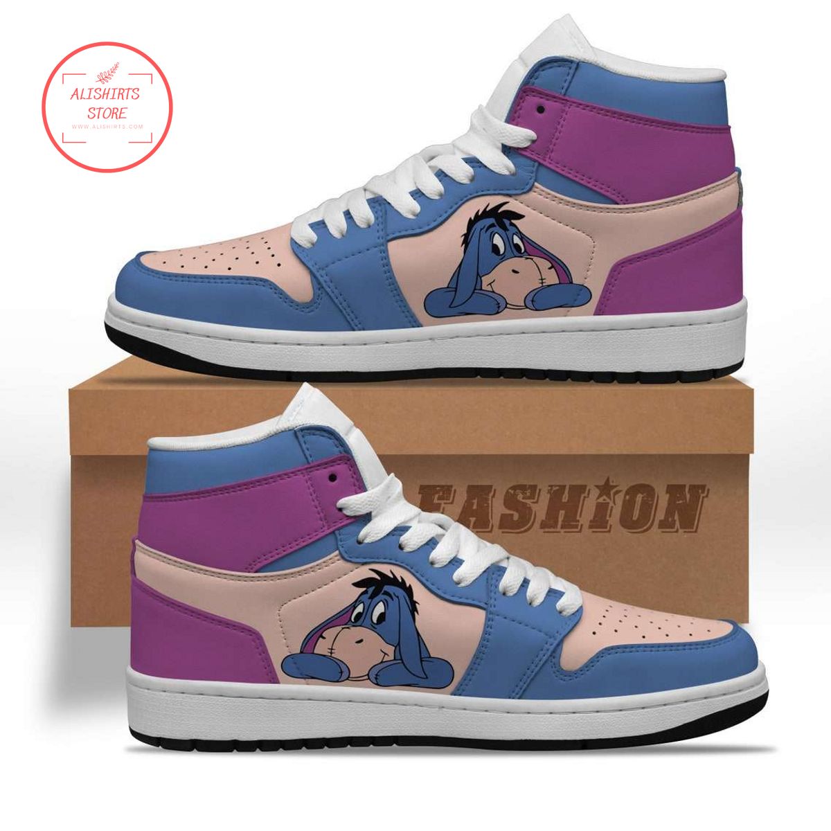 Eeyore Donkey Winnie The Pooh Air Jordan 1 High Top Sneakers