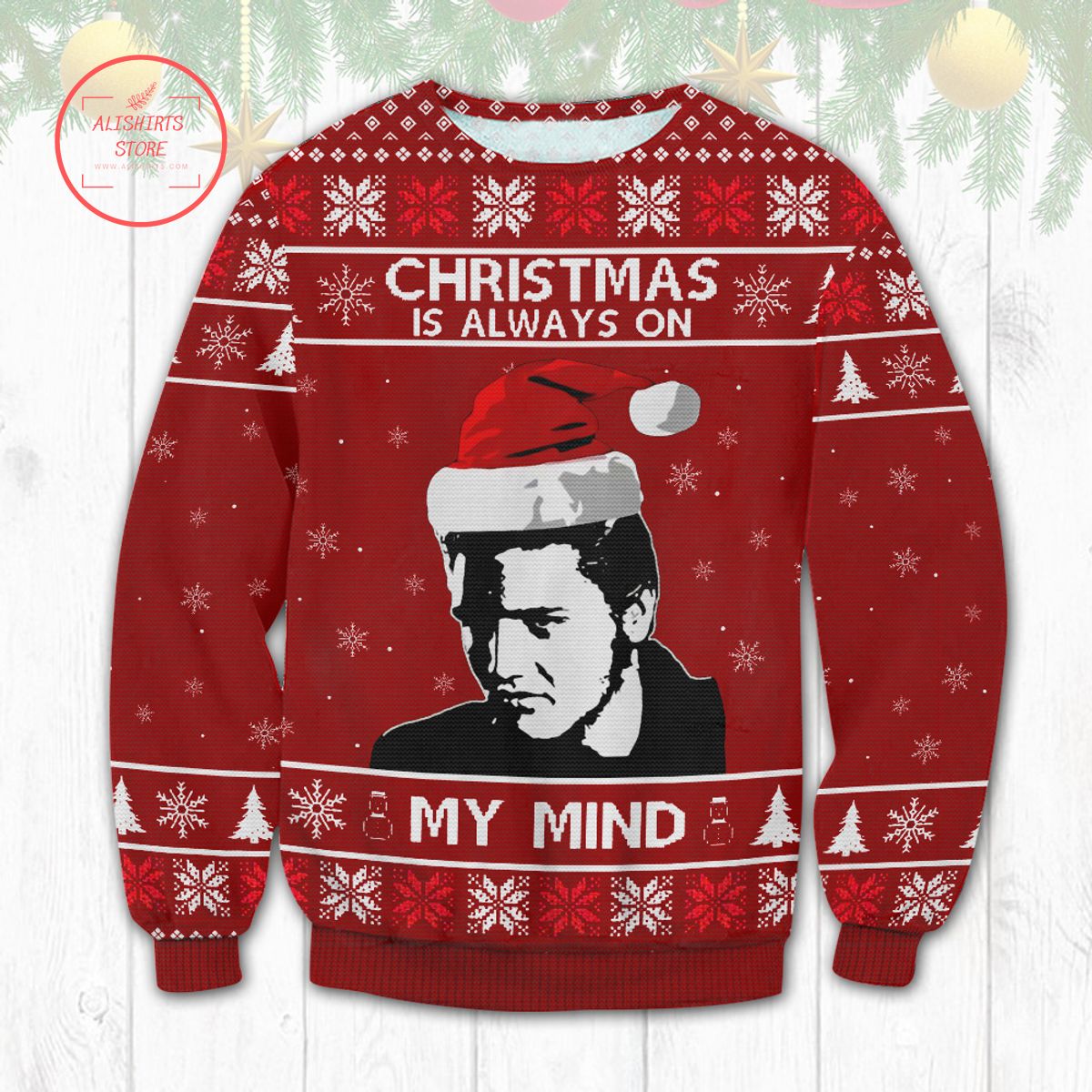 Elvis Presley Christmas On My Mind Ugly SweaterElvis Presley Christmas On My Mind Ugly Sweater