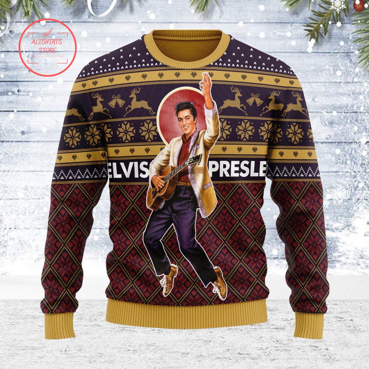 Elvis Presley Christmas Ugly Sweater