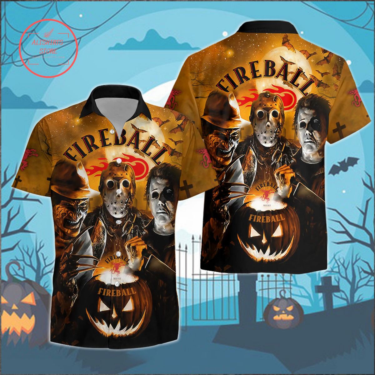 Fireball Halloween Hawaiian Shirt